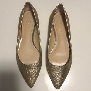 Champagne/ Gold Glitter Flats